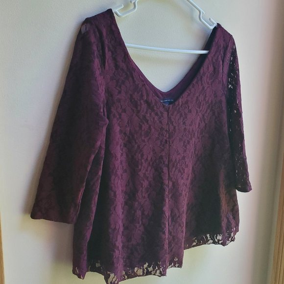 American Eagle Outfitters Lace V-Neck Blouse M - Picture 5 of 11